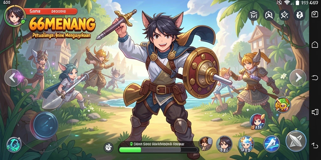 Gameplay Anime seru di 66MENANG dengan karakter unik.