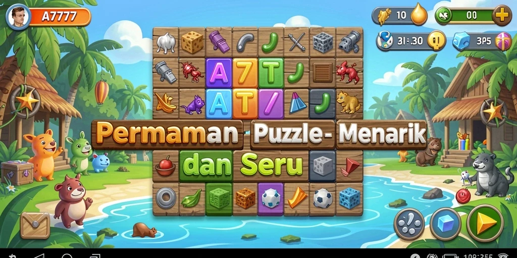 Screenshot A7777 menampilkan gameplay Puzzle yang menarik dan menantang.
