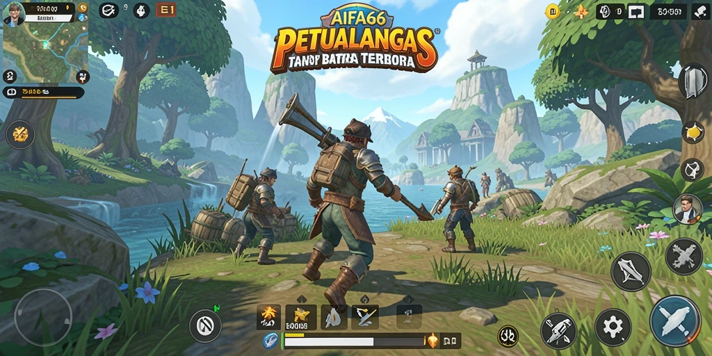 Screenshot dari gameplay AIFA66 yang menampilkan dunia luas dan penuh petualangan.