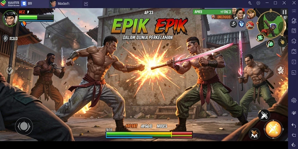 Tampilan gameplay API33 yang seru dalam pertarungan Fighting.