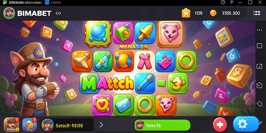 Tangkapan layar gameplay BIMABET dengan level Match-3 yang menantang.