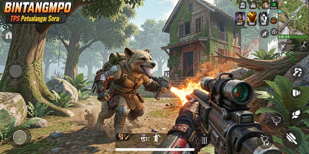 Tangkapan layar gameplay BINTANGMPO yang mendebarkan dalam aksi TPS.