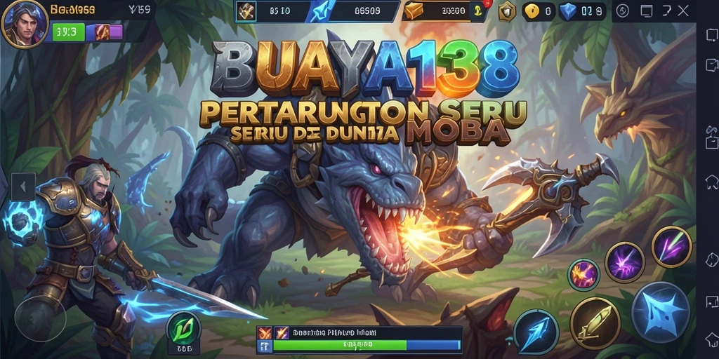 Tampilan gameplay mendebarkan dari BUAYA138 di arena pertempuran.