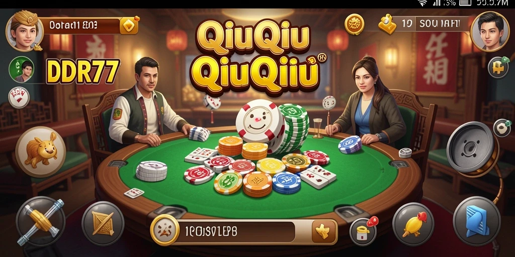 Tampilan gameplay seru dari IDR77 yang menampilkan kartu QiuQiu.