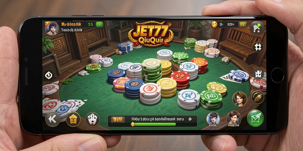 Screenshot gameplay JET77 menampilkan fitur permainan QiuQiu yang menyenangkan.