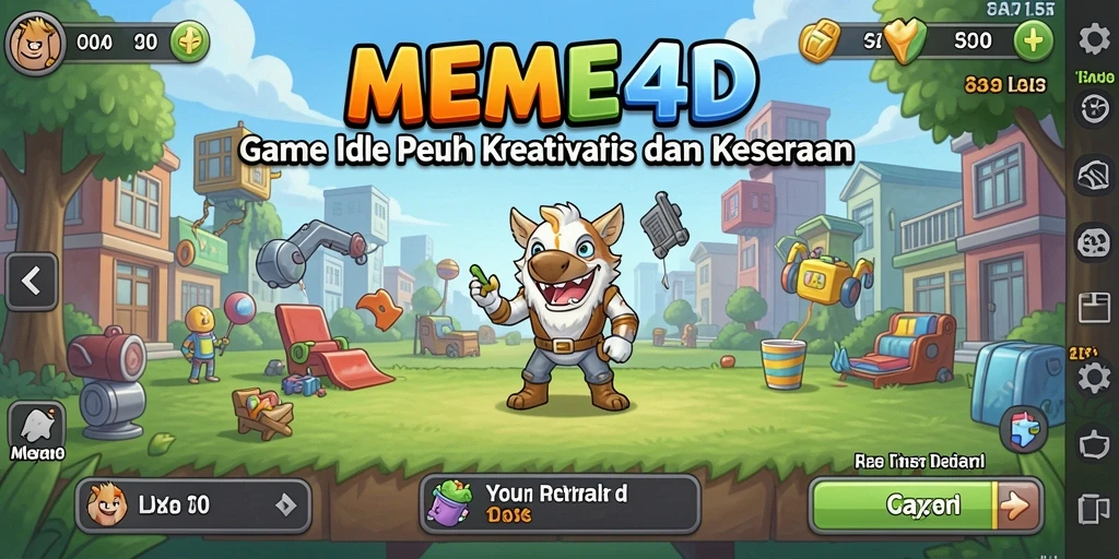 Tampilan gameplay MEME4D dengan karakter unik dan meme lucu.