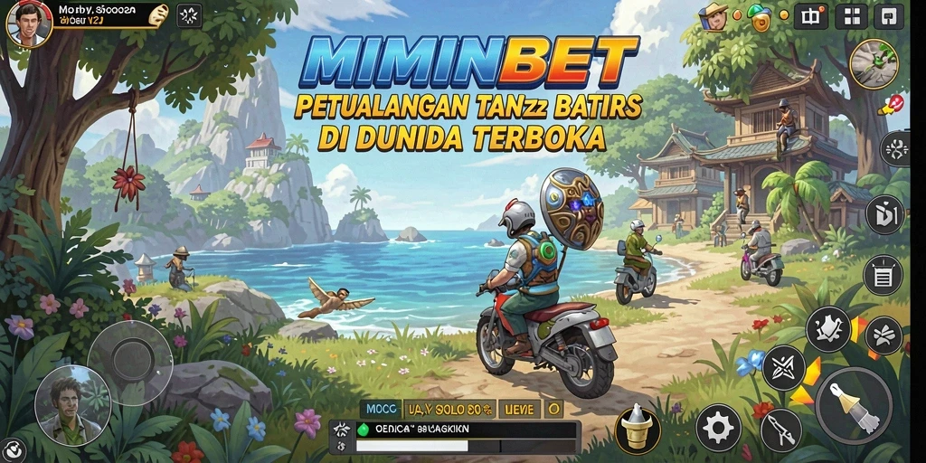 Screenshot gameplay MIMINBET menampilkan eksplorasi dunia terbuka.