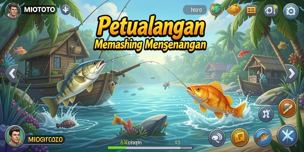 Gameplay MIOTOTO yang menarik saat memancing ikan di lautan.