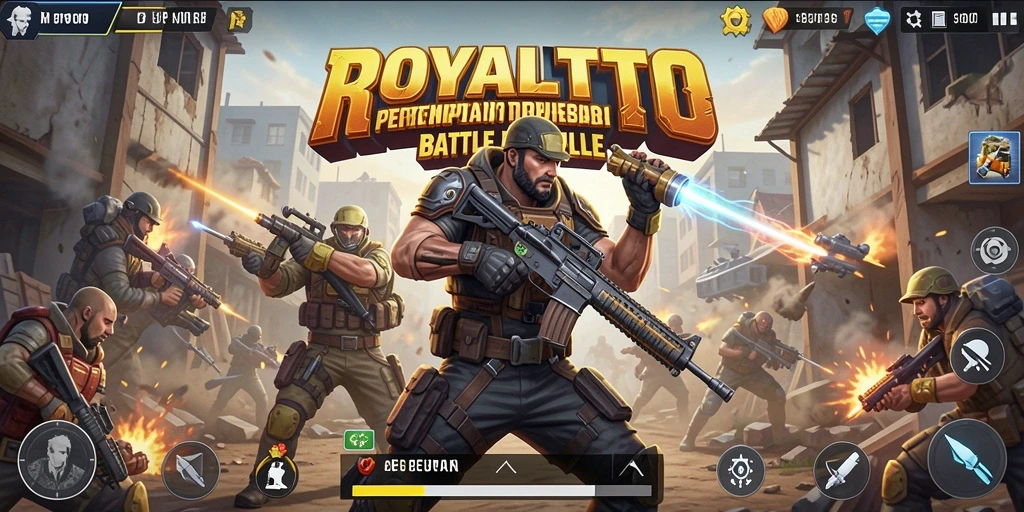 Tampilan gameplay menegangkan saat bertempur di <strong>ROYALTOTO</strong> sebagai Battle Royale.