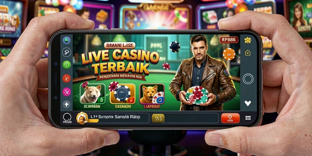 Tampilan gameplay seru dengan dealer langsung di RP886 Live Casino.