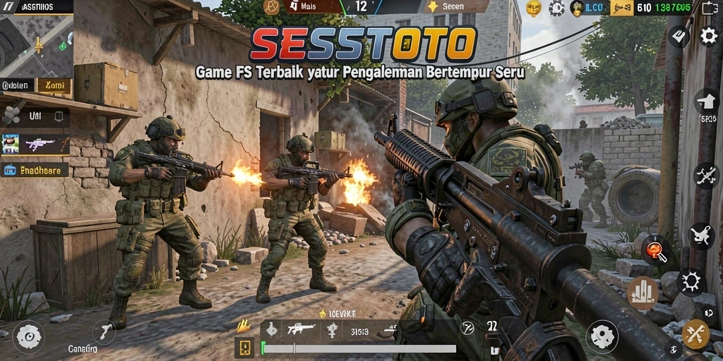Screenshot gameplay SESETOTO menampilkan aksi mendebarkan dalam pertempuran FPS.