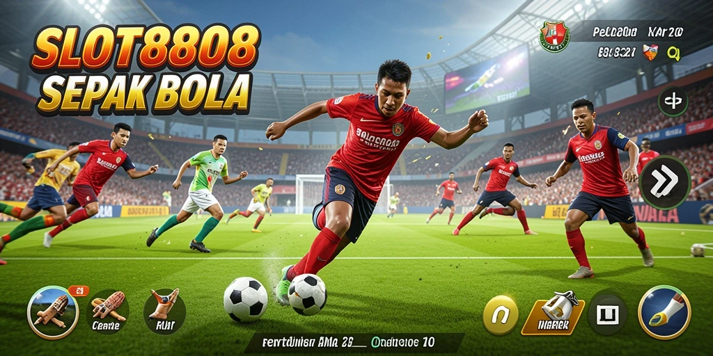 Tampilan gameplay SLOT8808 yang mendebarkan dalam aksi sepak bola.