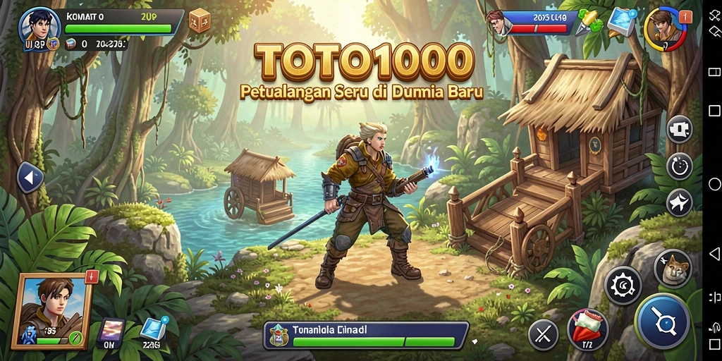 Screenshot gameplay TOTO1000 menampilkan aksi petualangan yang mendebarkan.