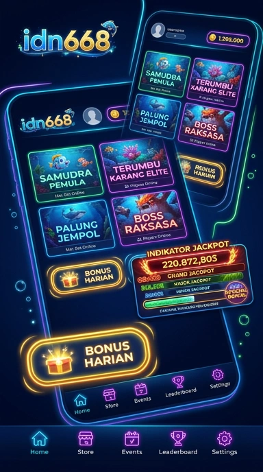 Screenshot aplikasi idn668 menampilkan berbagai kategori aplikasi.